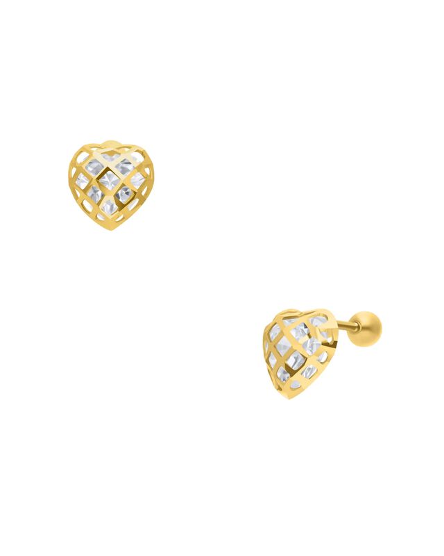 Broqueles De Oro Amarillo De 14k Con Zirconia image number null