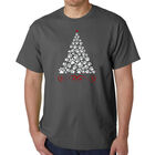 Camiseta Word Art Para Hombre - &Aacute;rbol De Navidad Con Huella - Gris