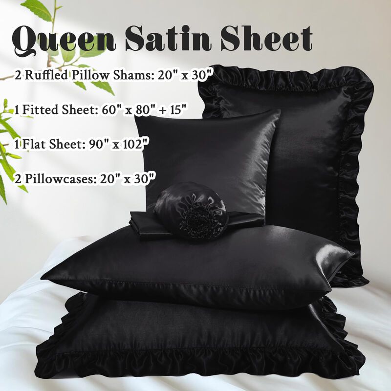 Juego De S&aacute;banas Homiest Queen Negro De 6 Pieza... image number null