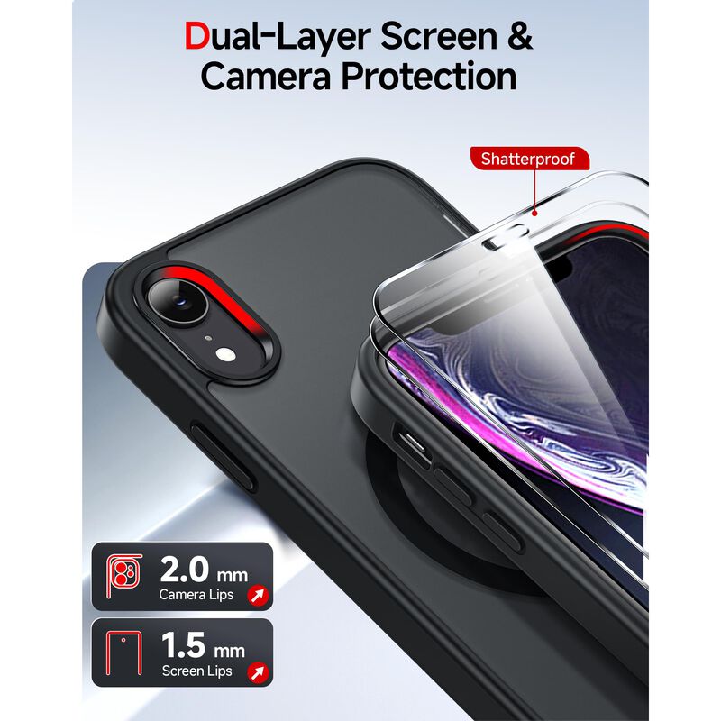 Funda Leyi para iPhone XR Negra con Protector d... image number null