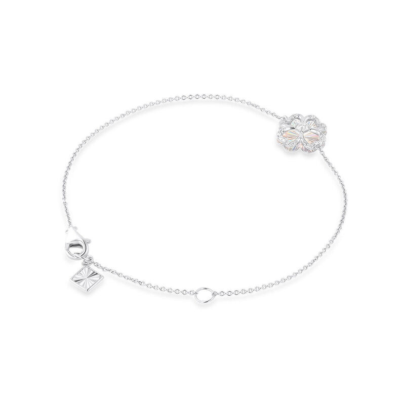 Pulsera De Oro Blanco 14K Con Forma De Flor Con... image number null