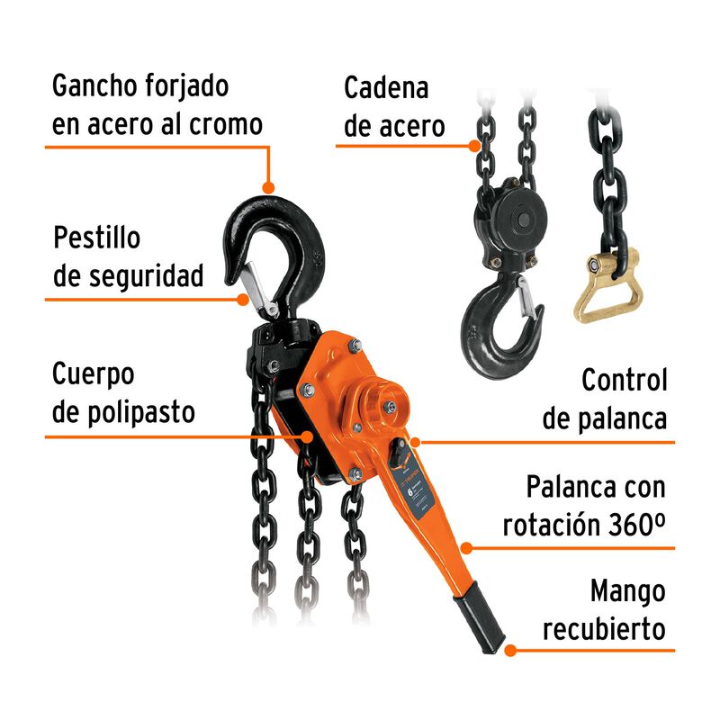 Polipasto de Palanca de 6 Ton de Truper image number null