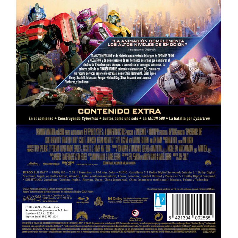 Transformers One [Blu-ray] (2024) image number null