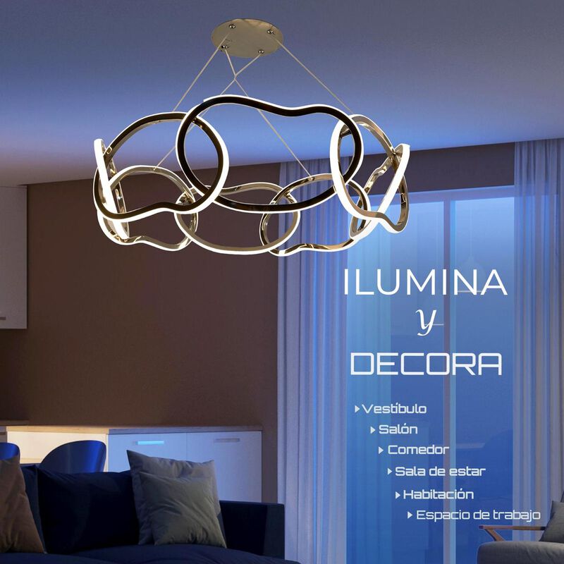 Candil De Led Colgante Aros Redondo Dorado image number null