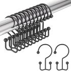Ganchos Para Cortina De Ducha Amazer 12 Piezas Acero Inoxidable Negro