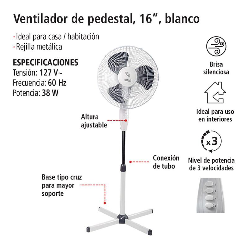 Ventilador Pedestal Iusa 16" Bx 38w image number null