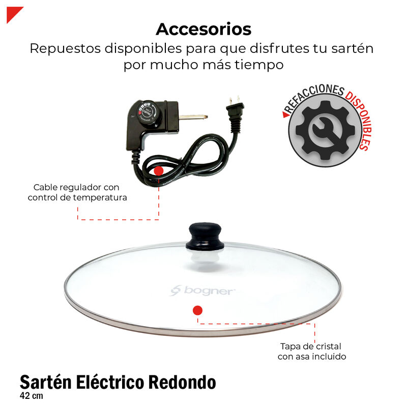 Sartén Eléctrico Redondo Antiadherente C/tapa 7... image number null