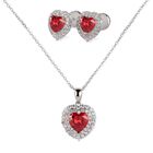 Set de Joyer&iacute;a Aina LuckyLy Plata .925 con Zirconia C&uacute;bica Juego de Collar y Aretes de Coraz&oacute;n Brillante