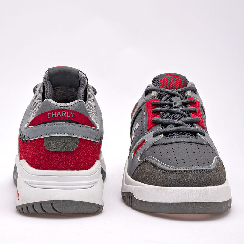 Charly Tenis urbano para hombre gris rojo, hast... image number null