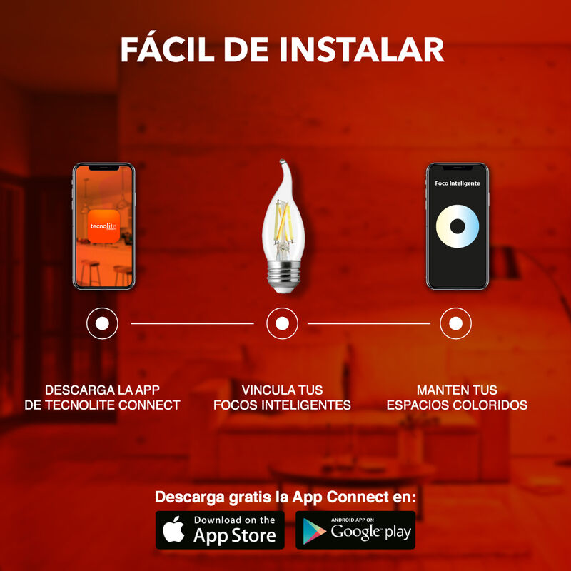 Foco Vela LED Inteligente Filamento C35T WiFi 5... image number null