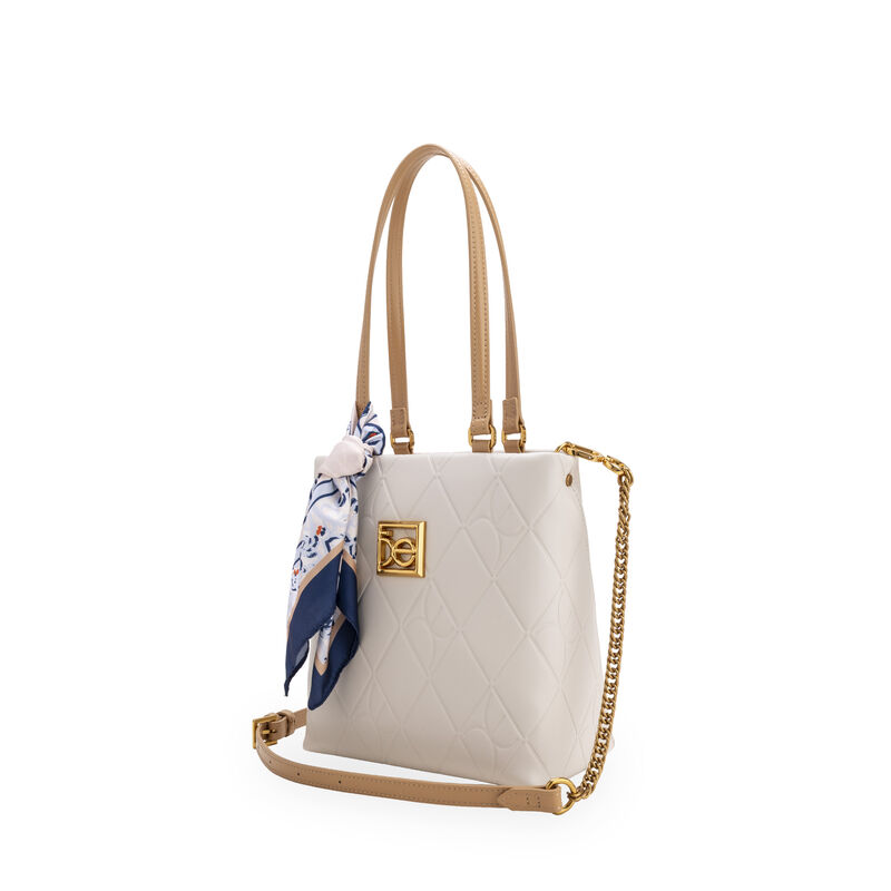 Bolsa Tote Chica Con Troquelado Color Beige image number null
