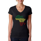 Camiseta De Cuello En V Word Art Para Mujer - Pa&iacute;ses de &Aacute;frica- Negro