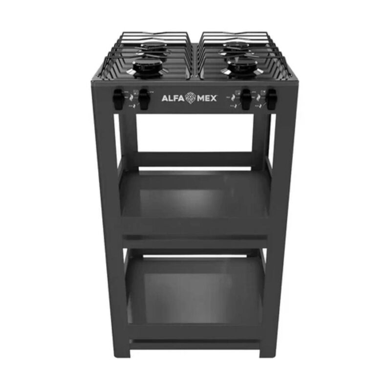 Parrilla de Estante Alfamex 4 Quemadores Negra ... image number null