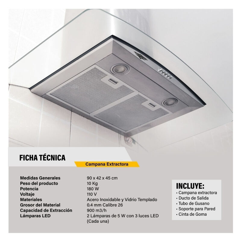 Combo Campana Cristal 90cm Y Parrilla Cristal 5... image number null