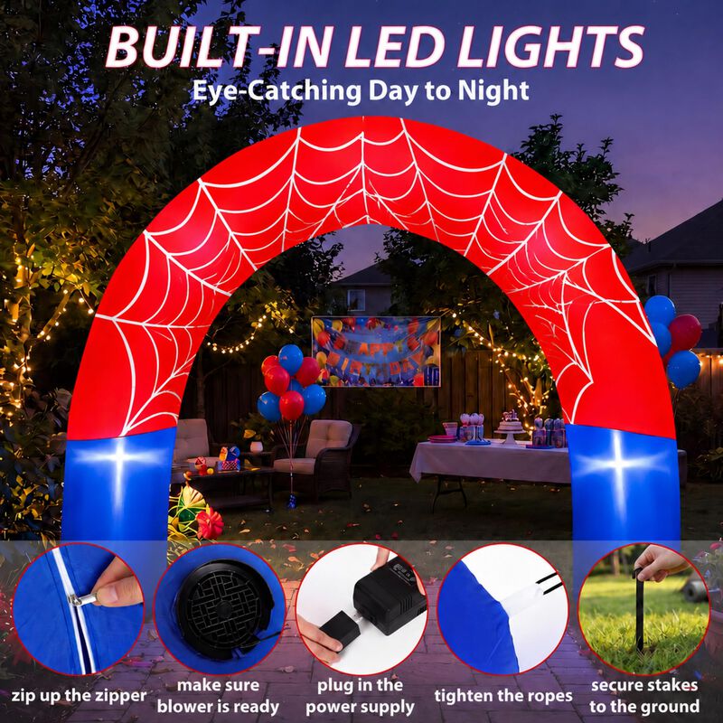 Arco Inflable Jenaai 2,4 m Led Con Telara&ntilde;a Par... image number null