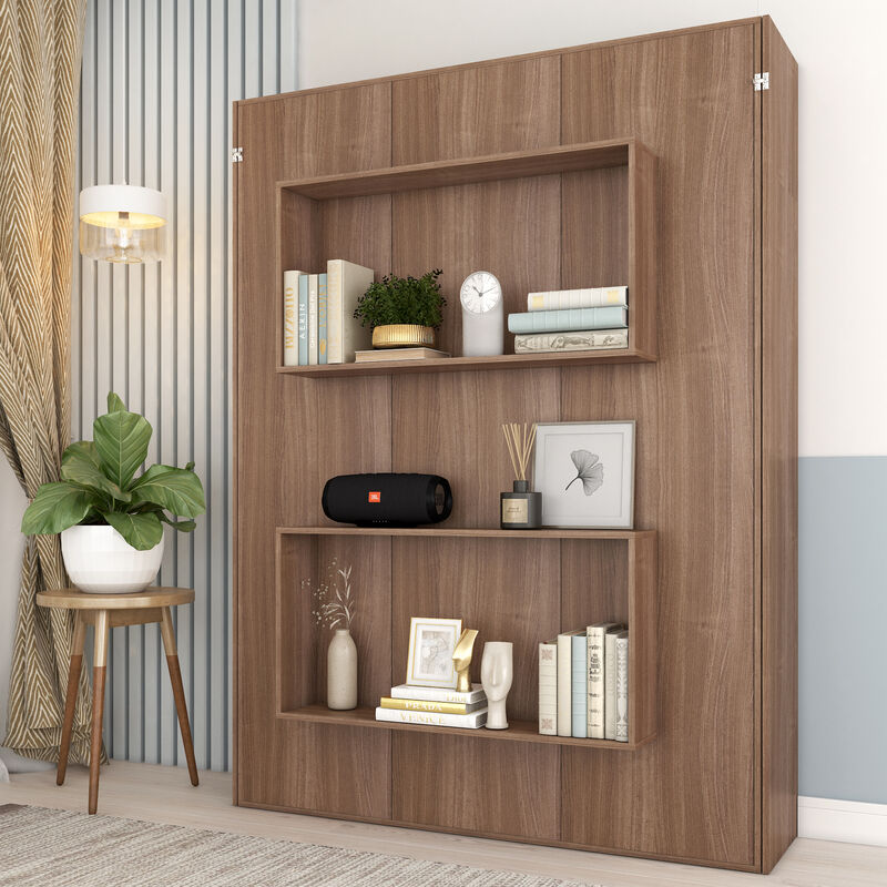 Cama Matrimonial Abatible Con Estantes Caf&eacute; CB9... image number null