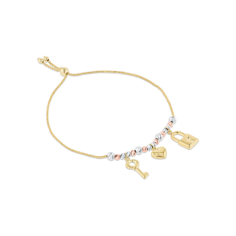 Pulsera De Oro Florentino 14K Con Llave, Coraz&oacute;... image number null