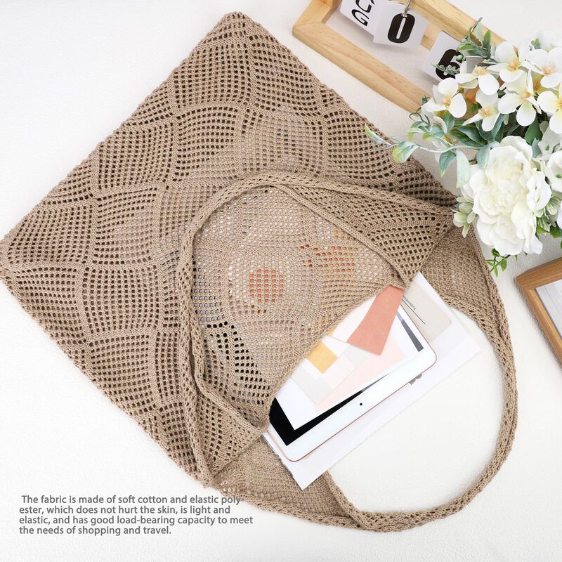 Bolso Tote Hatisan 48 &times; 15 &times; 64 cm Caqui Croche... image number null