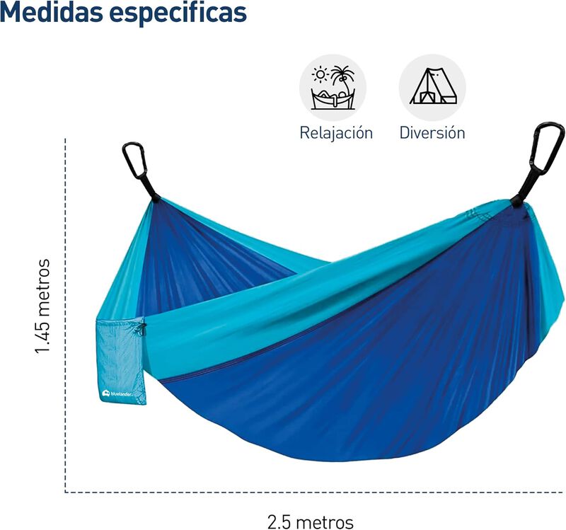 Hamaca Portátil Azul con Correas Bluelander image number null