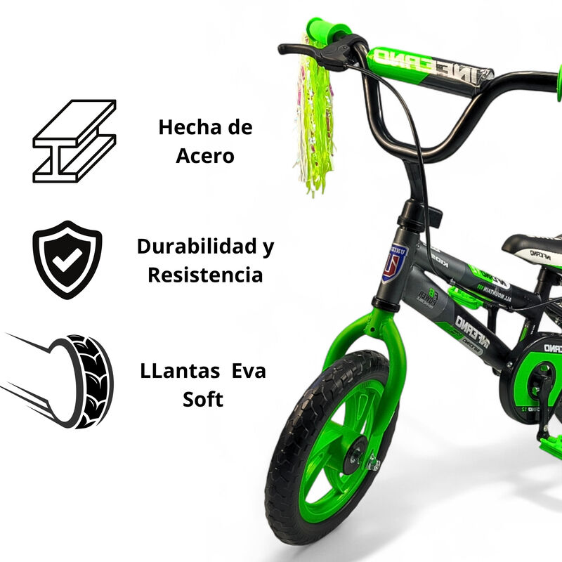 Bicicleta Infantil Ni&ntilde;os R12 Ruedas Auxiliares ... image number null