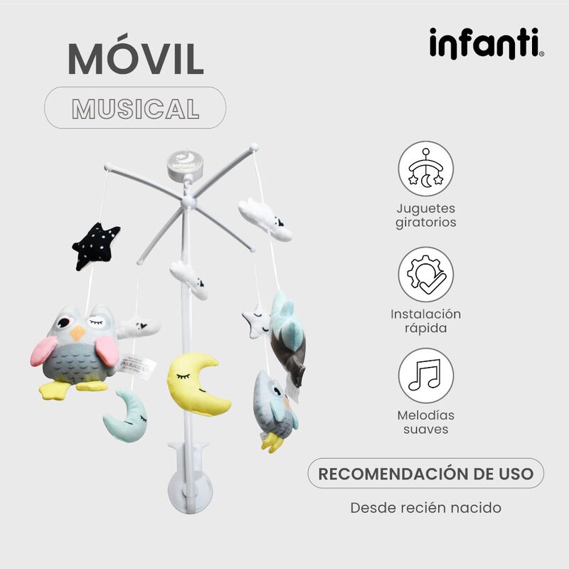 M&oacute;vil Musical B&uacute;hos Con Juguetes Colgantes image number null