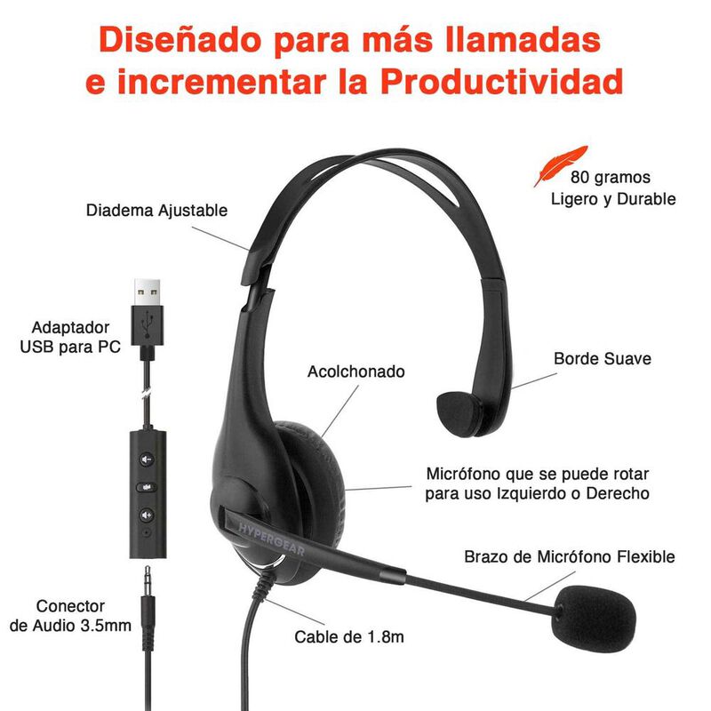 Auricular Alambrico Diadema Hypergear Universal... image number null