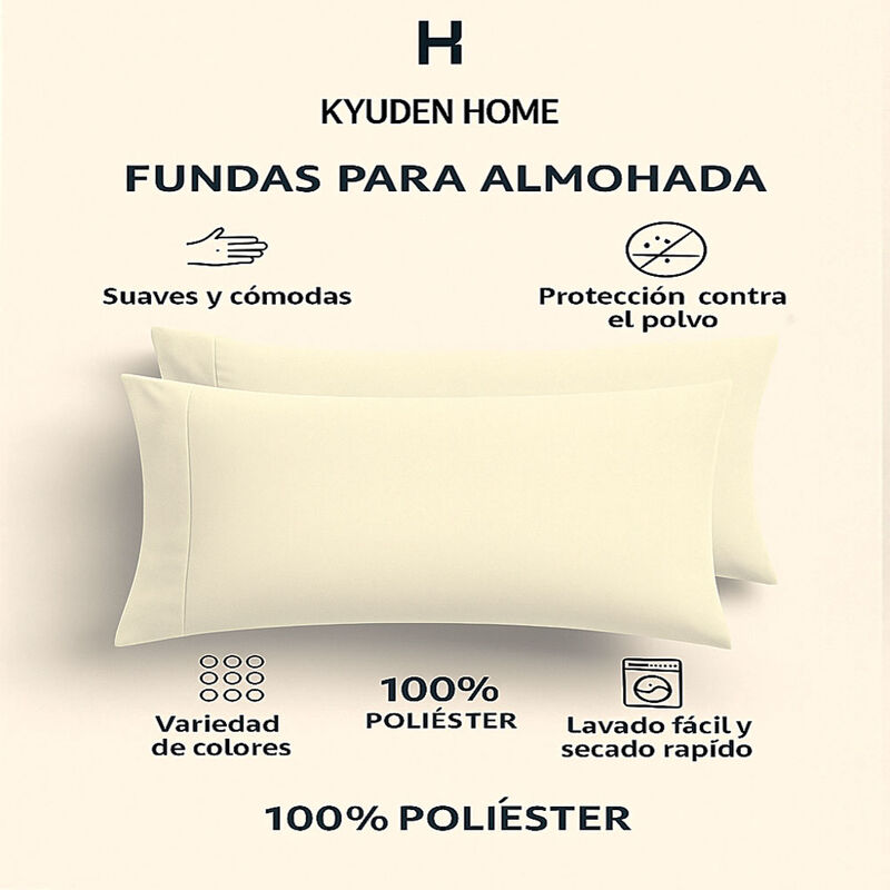 Fundas de Almohada Suaves y Duraderas Hueso Kyu... image number null