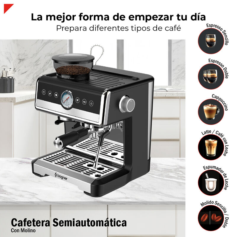 Bogner Cafetera Semiautom&aacute;tica Con Molino De Ca... image number null
