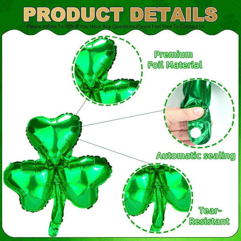 Set De 12 Globos Verdes Con Tr&eacute;bol De 46 cm &ndash; J... image number null