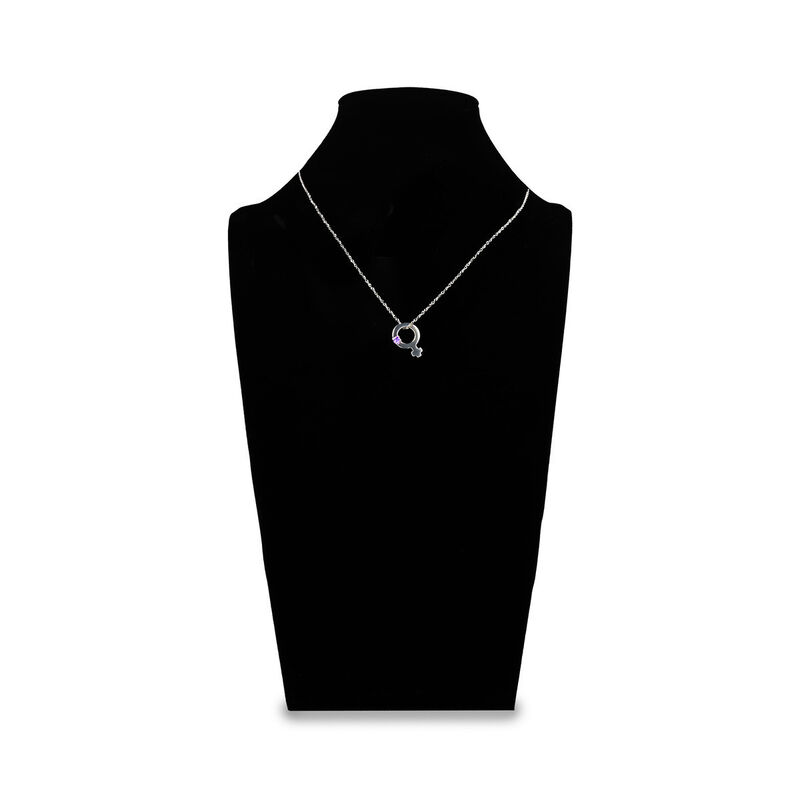 Dije Con Cadena Oro Blanco 14k Zirconia Amatist... image number null