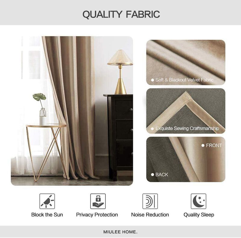 Cortinas Miulee Blackout Velvet, 2 Paneles, 132... image number null