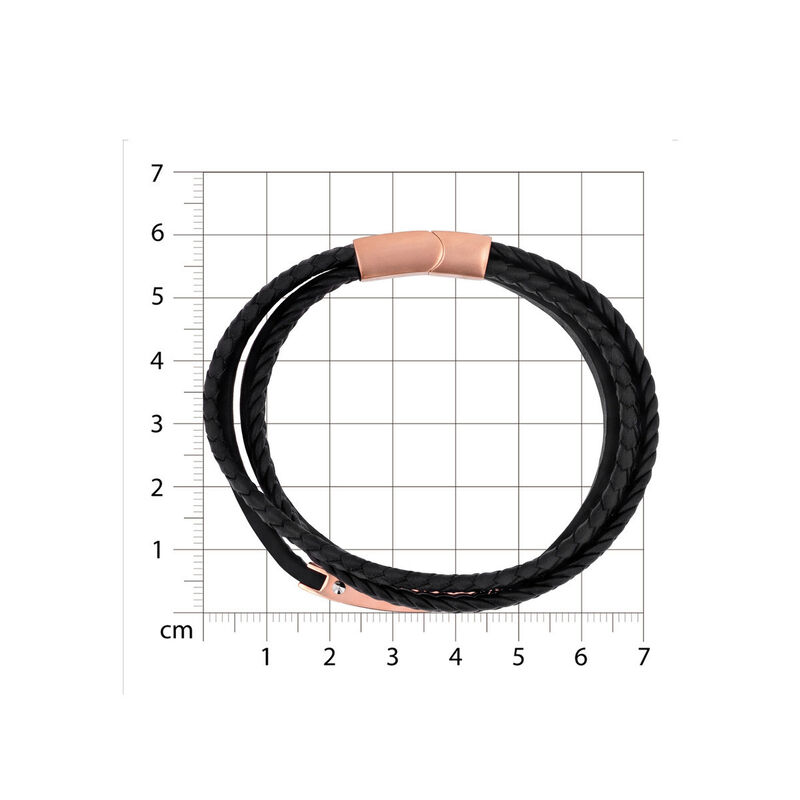 Pulsera De Acero En Color Negro Y Rosa Con Piel... image number null