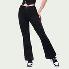 Pantal&oacute;n Boot Cut Negro Mujer Gabardina Stretch