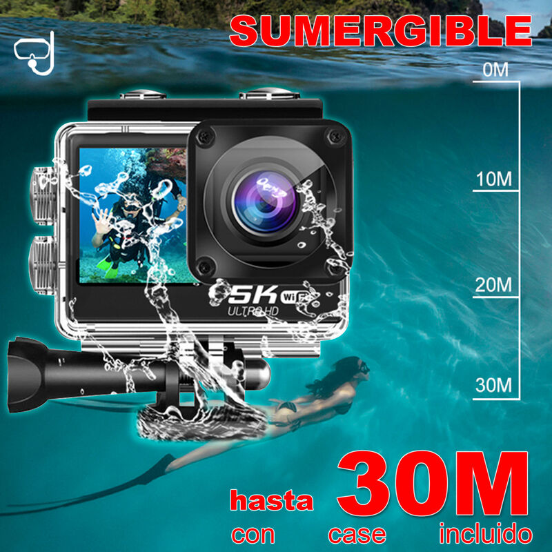 C&aacute;mara Digital Deportiva V36 Doble Pantalla 5k ... image number null