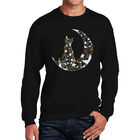 Sudadera De Cuello Redondo Word Art Para Hombre - Gato Sentado en la Luna - Negro