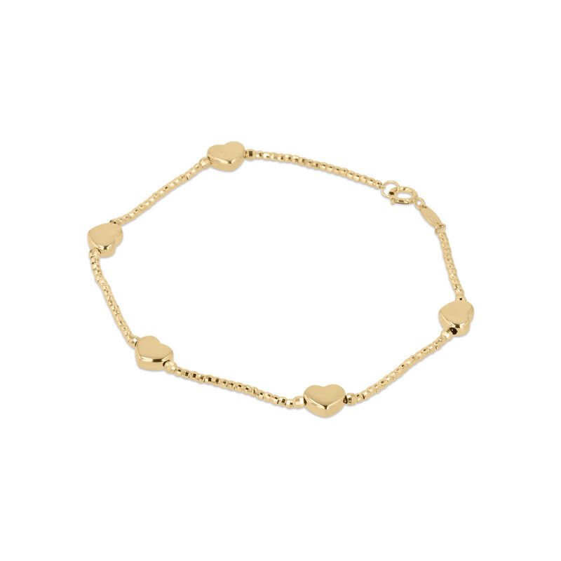 Pulsera De Oro Amarillo 14k-18.5cm Con Corazone... image number null
