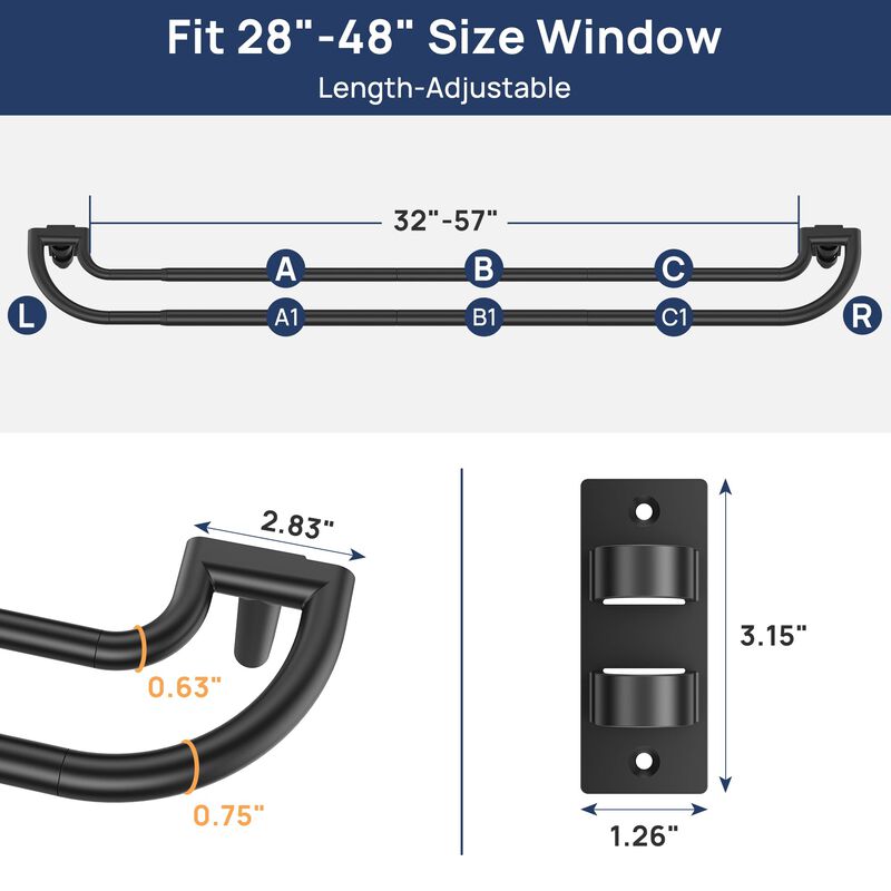 Barra De Cortina Doble Enjoybasics 71‑122 cm Ne... image number null