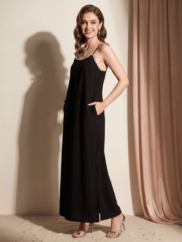 Vestido Casual Malabis Ves-1042 Negro Con Estam... image number null