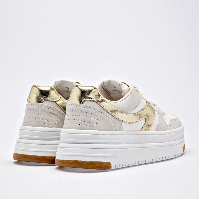 Moramora Tenis urbano para mujer blanco dorado image number null