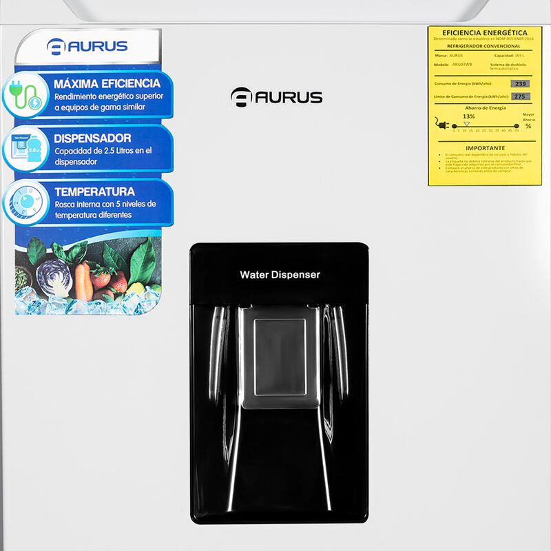 Refrigerador Aurus con despachador 7p3 ARU07WW image number null
