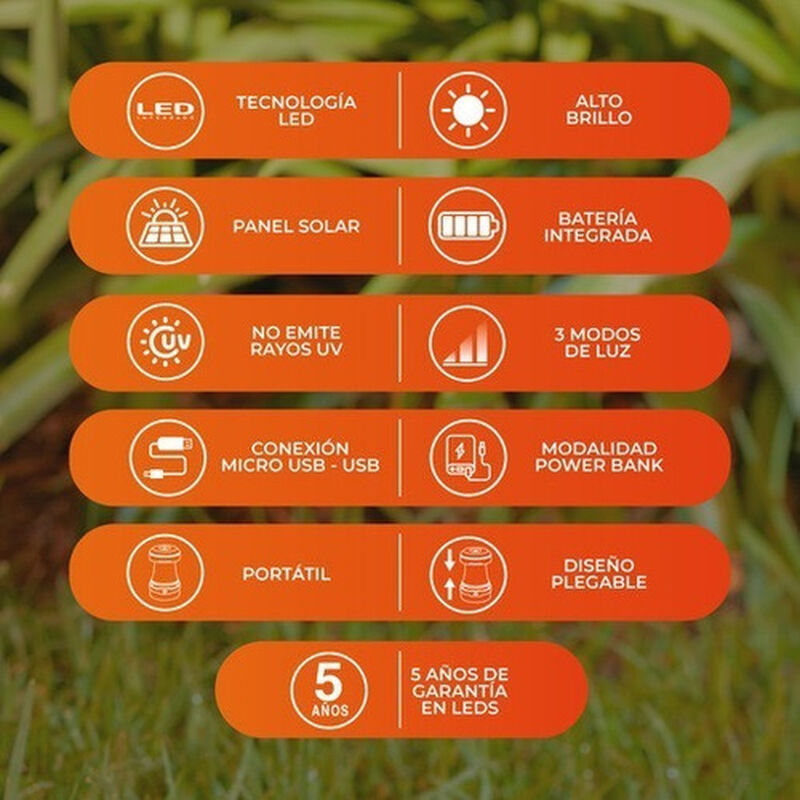 Lampara Solar Led Plegable 3w Bater&iacute;a Recargabl... image number null