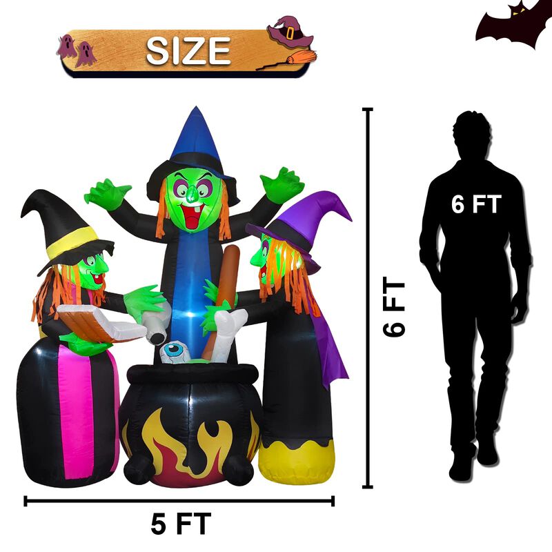 Inflable Poptrend 240 cm 3 Brujas Led Halloween image number null