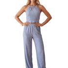 Conjunto 2 Piezas Pantalon Amplio Y Top Halter Malabis Conj-0146 Rosa