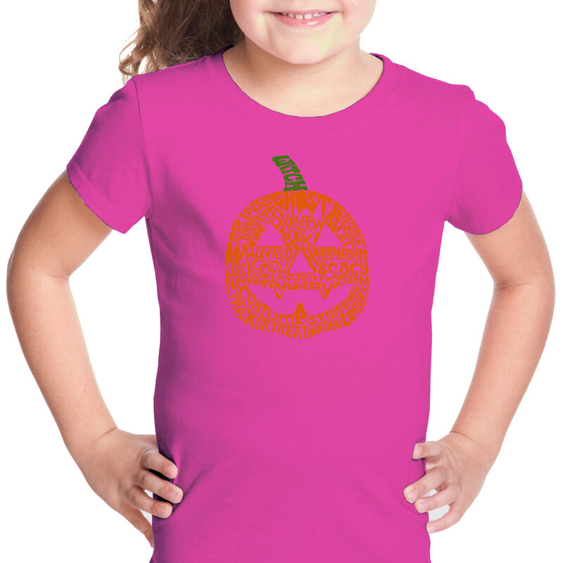 Camiseta Word Art Para Ni&ntilde;a - Calabaza - Rosa image number null
