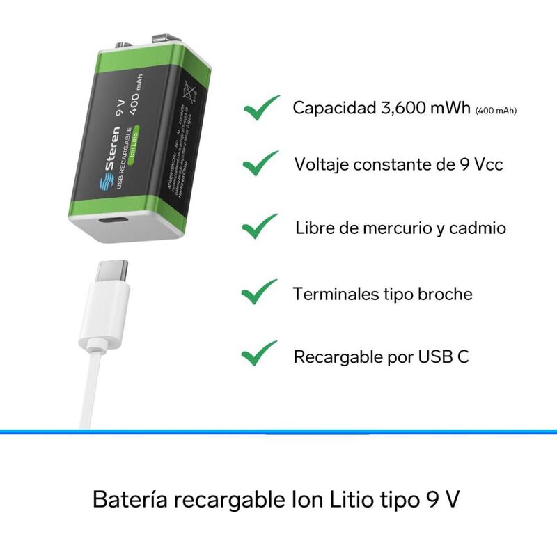 Bater&iacute;a Recargable Usb Li-ion Tipo 9v (cuadrada... image number null