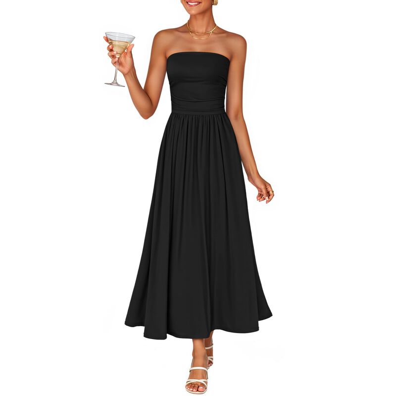 Vestido Zesica Midi Sin Tirantes Negro M image number null