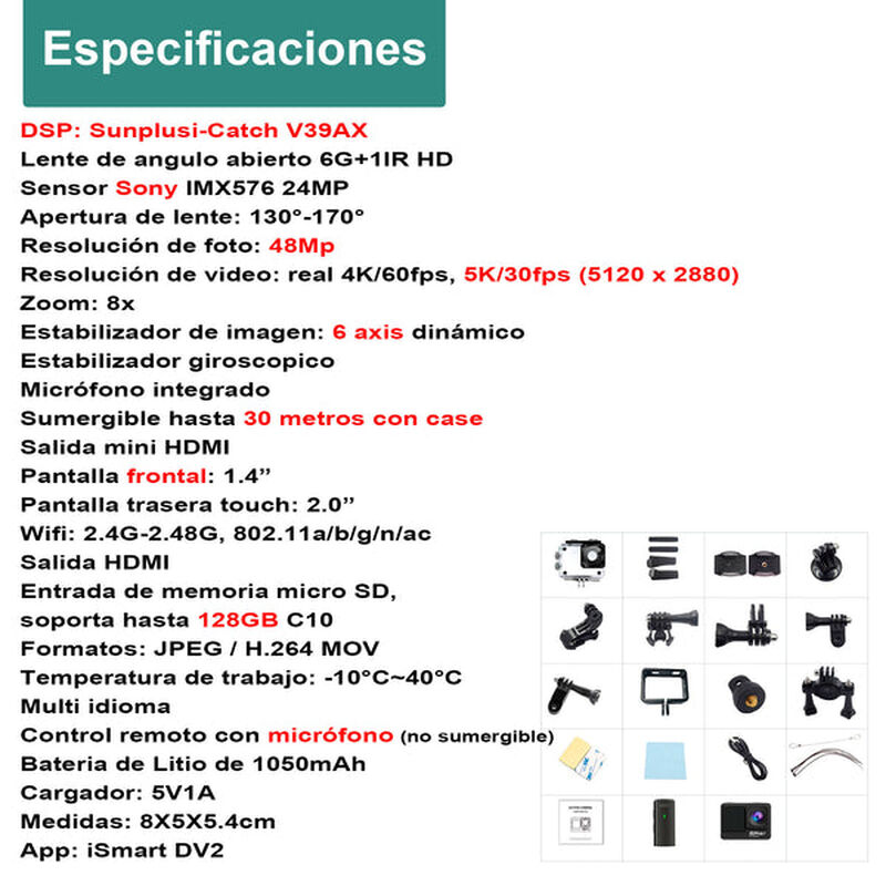 Cámara Digital Deportiva 302 Doble Pantalla Mic... image number null