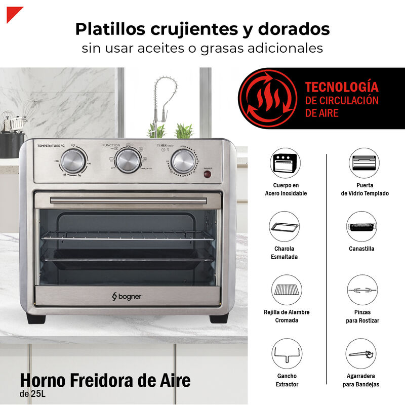 Horno Freidora De Aire Bogner 25l Baf25 6 En 1 ... image number null