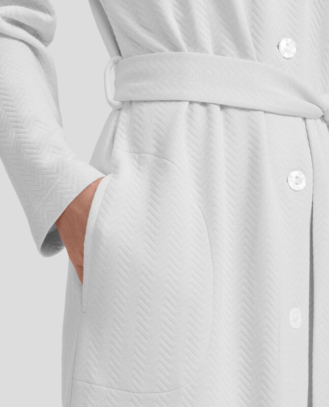 Bata de Botones de Punto Circular Marfil image number null