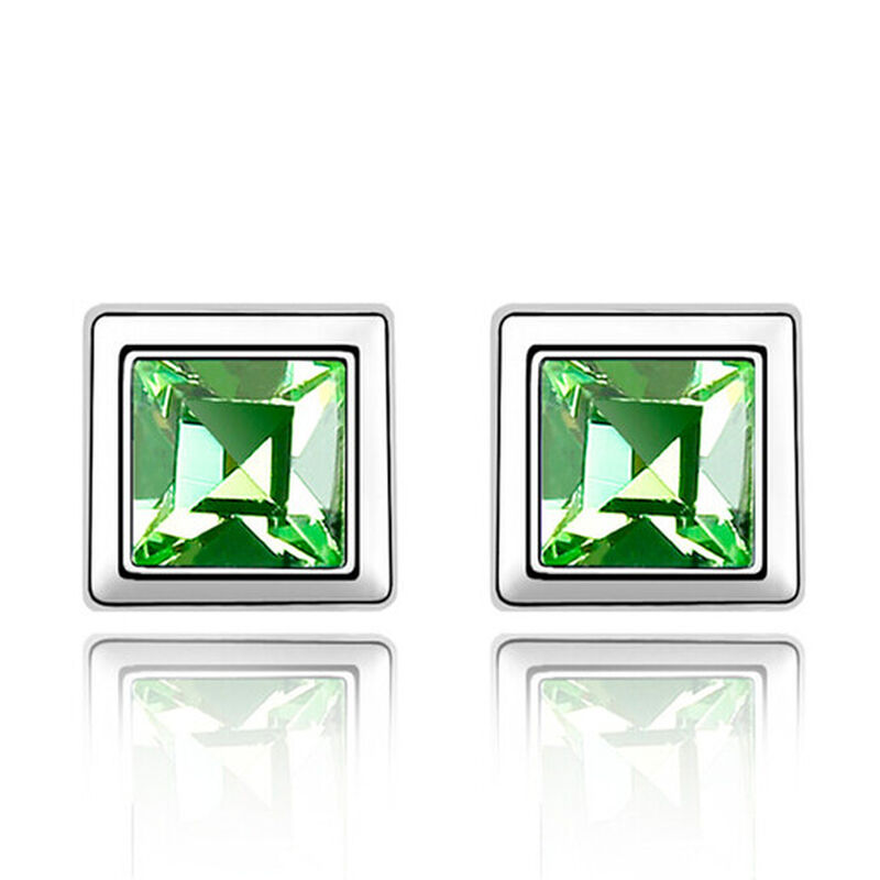 Aretes en Baño de Oro Blanco de 18K Cuadro con ... image number null